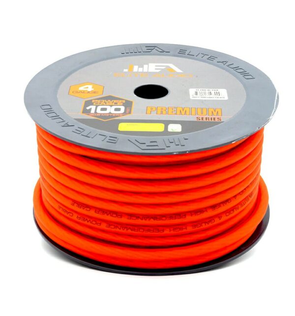 Elite Audio EA-PRM4G-PWR 4 Gauge CCA Power Wire – 100ft Spool | High-Performance Car Amp Cable