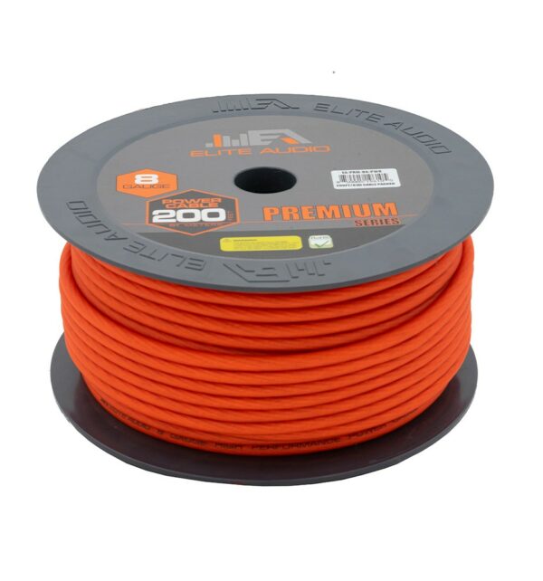 Elite Audio EA-PRM8G-PWR 8 Gauge CCA Power Wire – 200ft Spool | Flexible Car Amp Cable for Custom Audio Installations