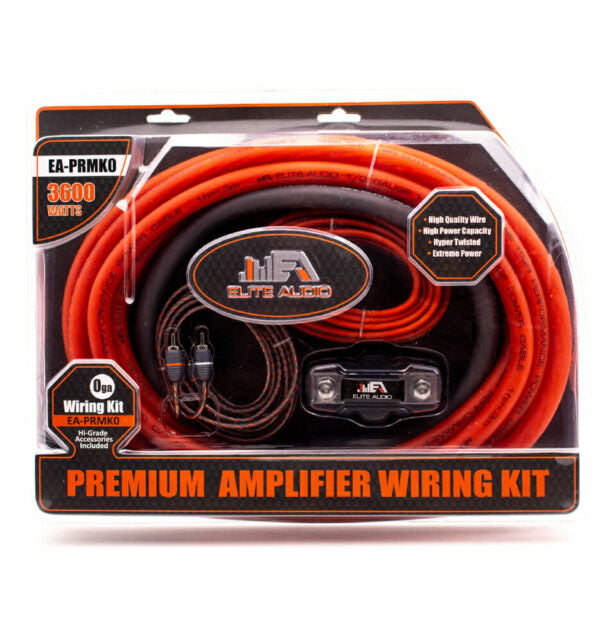 Elite Audio EA-PRMK0 0 Gauge Amp Wiring Kit – Premium CCA Complete Installation Kit for Car Amplifiers