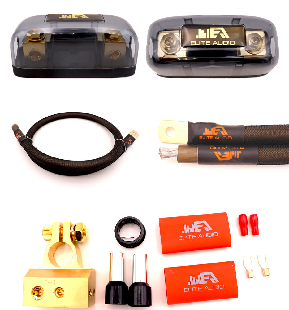 Elite Audio EA-PROK0 Pro Series 100% OFC Copper 0 Gauge Amp Kit | True Gauge Complete Amp Wiring Kit | Elite Audio