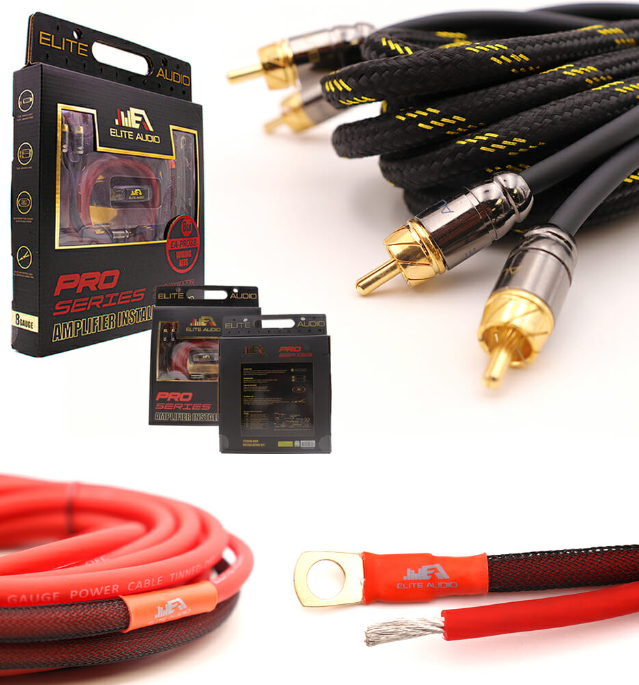Elite Audio EA-PROK8 8 Gauge Amp Kit Pro Series 100% OFC Copper True Gauge Complete Amplifier Wiring Kit