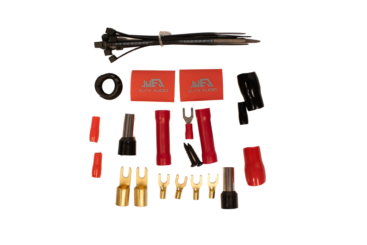 Elite Audio PROK4-5CH FS 5-Channel Car Audio Wiring Kit – Full Gauge Tinned Copper OFC 4 Gauge Power, 6-Channel PRO RCA, Speaker Wire & ANL Fuse