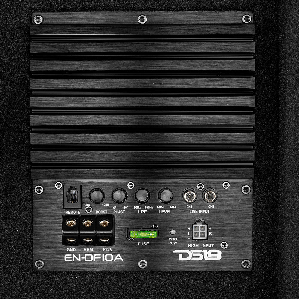 DS18 DS-EN-DF10A 10 Inch Amplified Shallow Down Fire Subwoofer Enclosure DS18