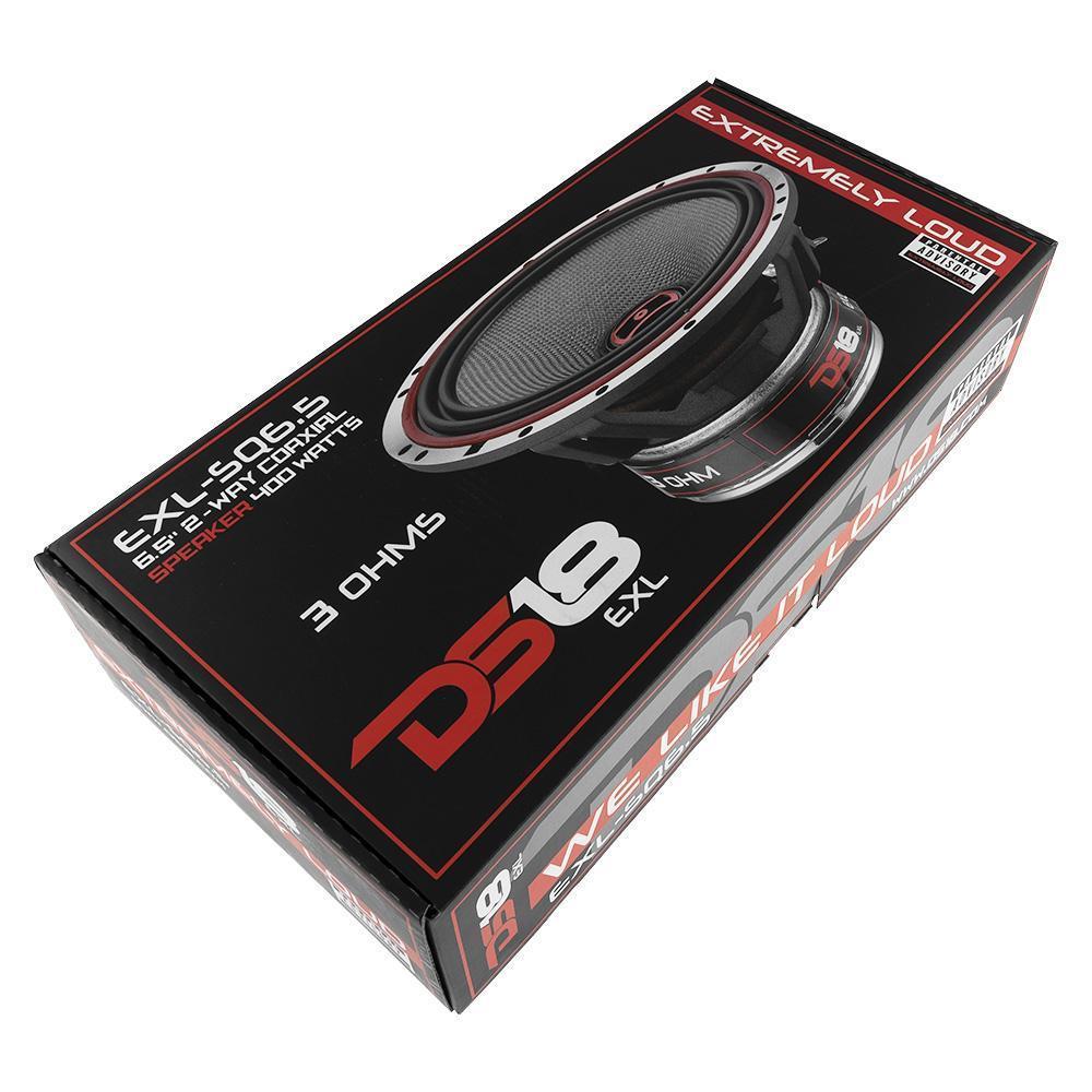 DS18 DS-EXL-SQ6.5 EXL 6.5 Inch 2-Way Coaxial Speaker W/ Fiber Glass Cone 400 Watts 3-Ohm DS18