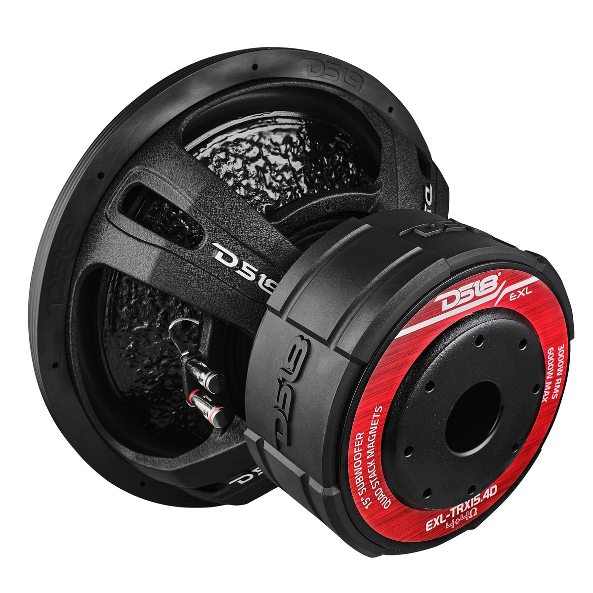 DS18 EXL-TRX15.4D EXL 15" Quad Stack Subwoofer - 3000W RMS, 4" Dual 4-Ohm Voice Coil DS18