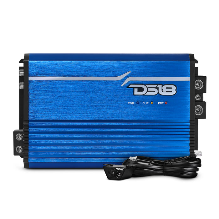 DS18 FRP Compact Full-Range Class D 1-Channel Amplifier 2,500 Watts Rms @ 1-ohm Blue