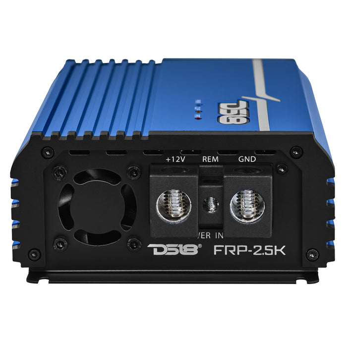 DS18 FRP Compact Full-Range Class D 1-Channel Amplifier 2,500 Watts Rms @ 1-ohm Blue