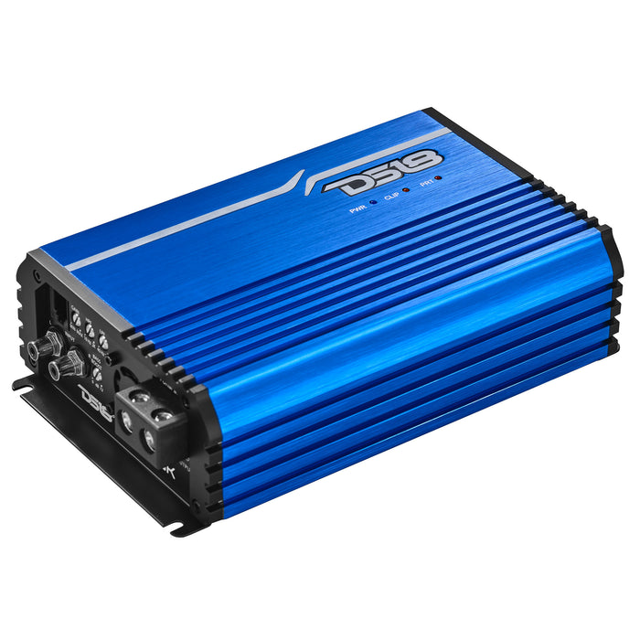DS18 FRP Compact Full-Range Class D 1-Channel Amplifier 2,500 Watts Rms @ 1-ohm Blue