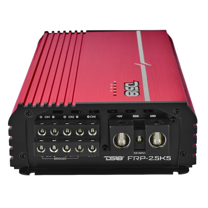 DS18 FRP Full Range 5ch Amp 250Wx4@4ohms 500x1 on Sub, 325wx4@2ohms 800x1 on Sub, 4ohms Bridge 550x2 1200X1@ 1ohm-Red