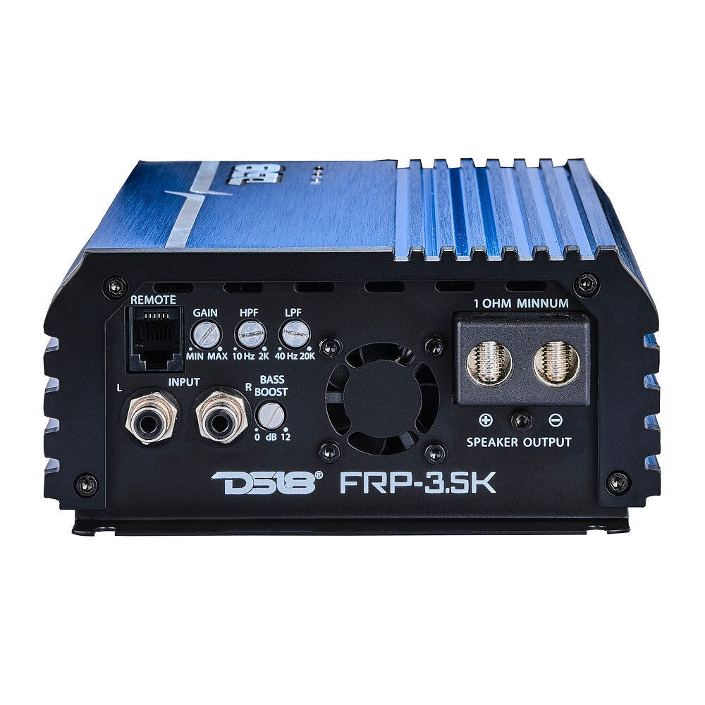 DS18 FRP Compact Full-Range Class D 1-Channel Amplifier 3,500 Watts Rms @ 1-Ohm Blue