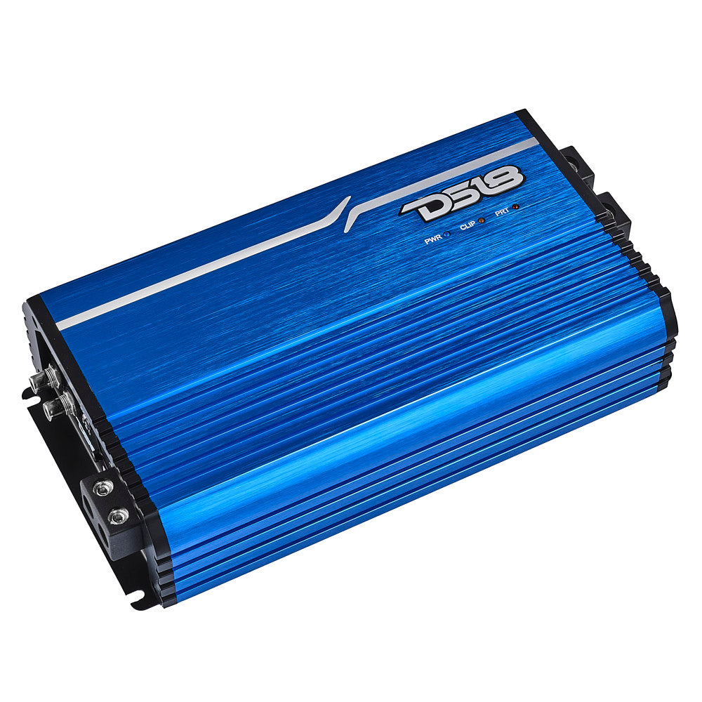 DS18 FRP Compact Full-Range Class D 1-Channel Amplifier 3,500 Watts Rms @ 1-Ohm Blue