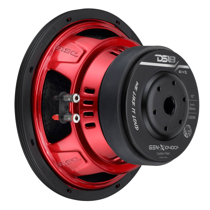 DS18 GEN-X104DCF GEN-X 10" Subwoofer | 600W RMS Dual 4-Ohm Voice Coil with Carbon Fiber Dust Cap