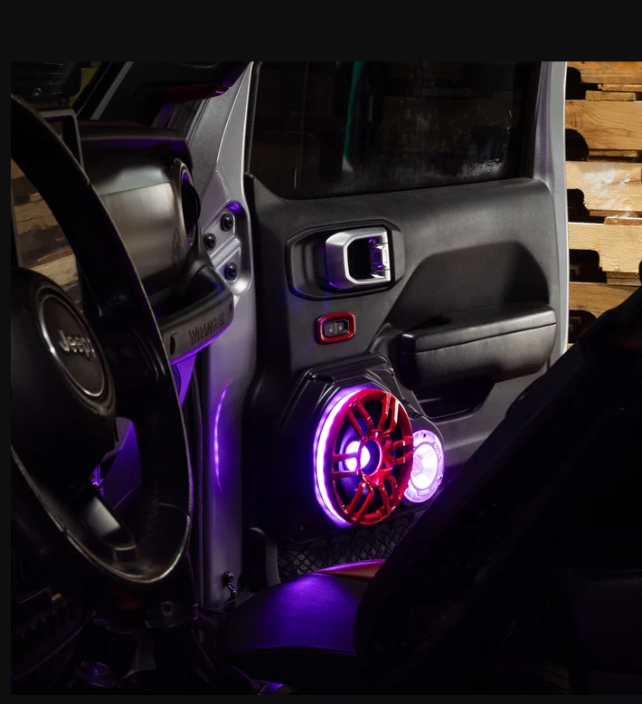 DS18 JL-FD-LRV3 Jeep JL/JLU/JT Front Door Speaker Panels – 6.5" Shallow Speaker & 3.8" Tweeter Mount, Long Armrest Models