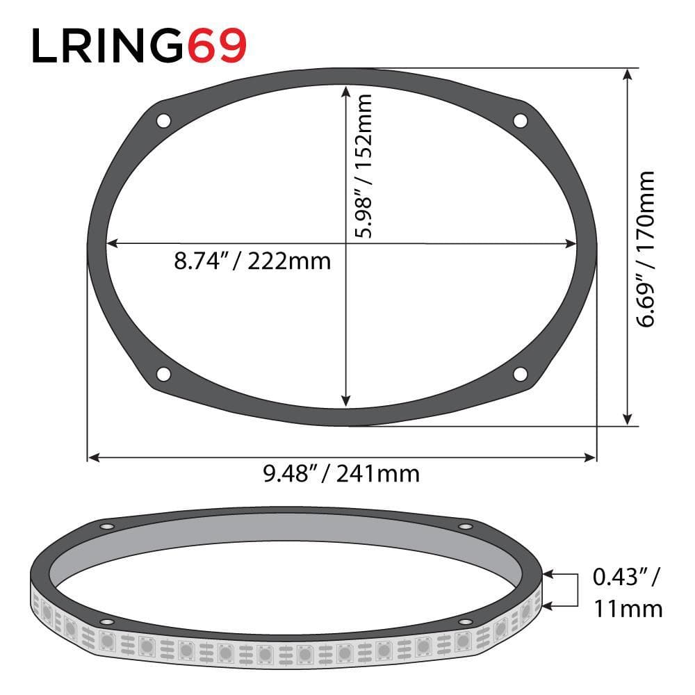 DS18 DS-LRING69 Vision 6x9 RGB LED Ring for Speaker and Subwoofers DS18