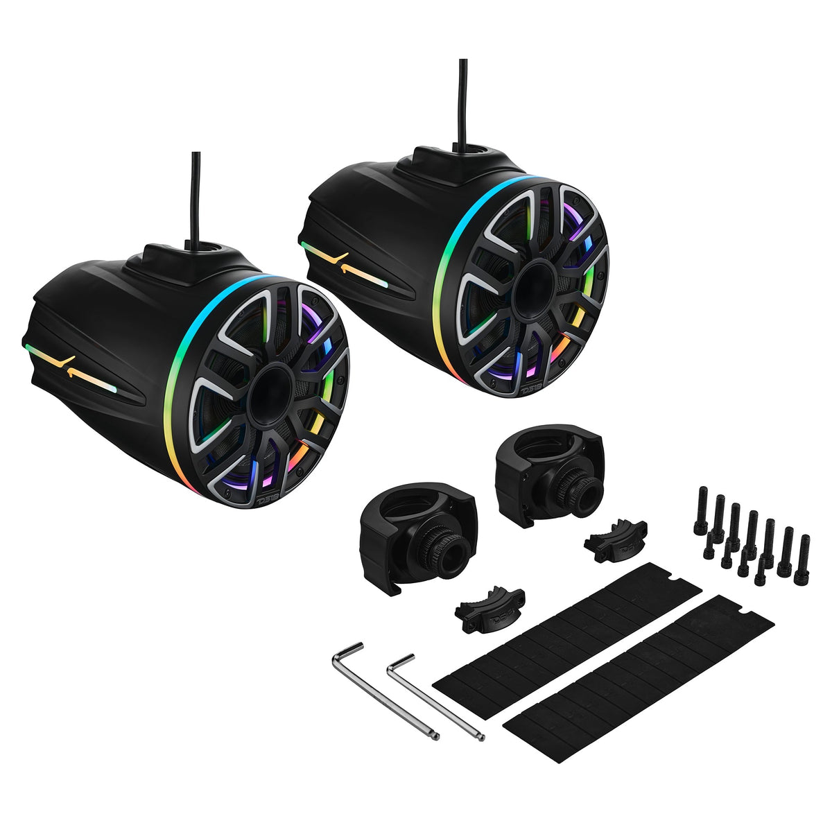DS18 NVY-M8DTP/BK 8” Marine Tower Speaker – Kevlar Cone, Neodymium Magnet, LED Lights | 200W RMS 4-Ohm