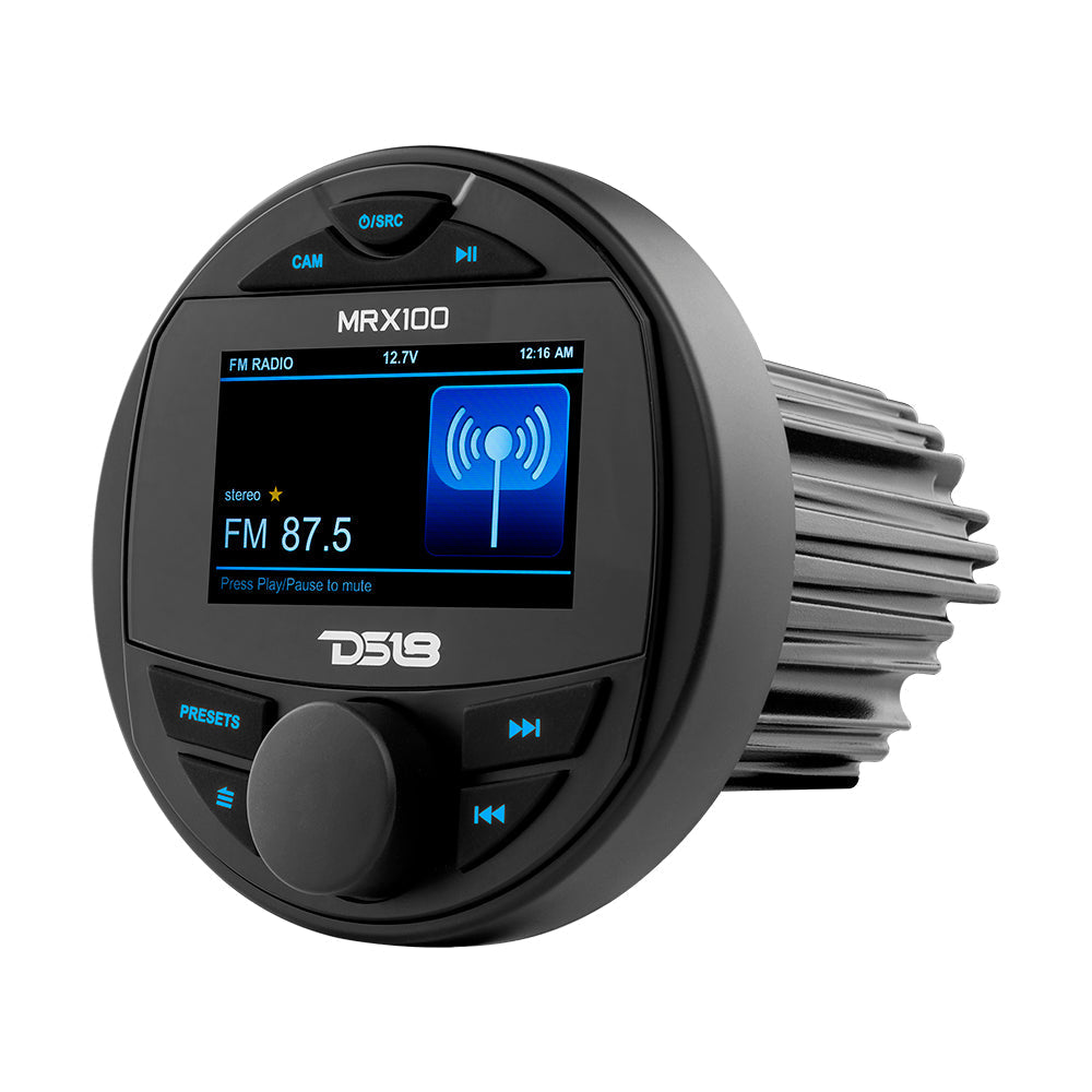 DS18 DS-MRX100 HYDRO MRX100 Marine Head Unit Video TFT LCD Screen, Bluetooth, 2 Zones, 4 Volts Output, BT, 4x50 Watts MAX DS18