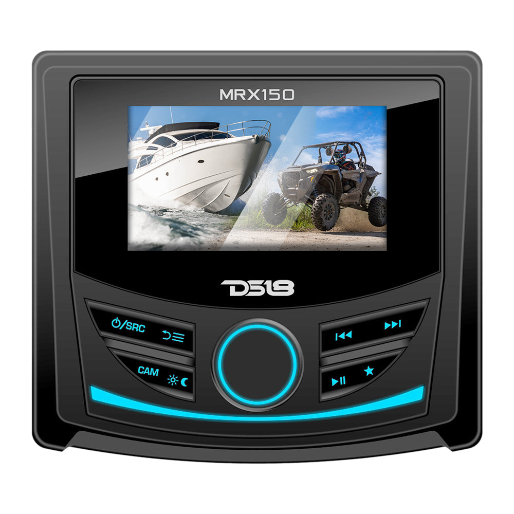 DS18 DS-MRX150 HYDRO MRX150 Marine and Powersports Head Unit 3 Inch Color TFT IPS Display, 2 Zones, 4 volts Output, BT, RDS 4 X 40 Watts DS18