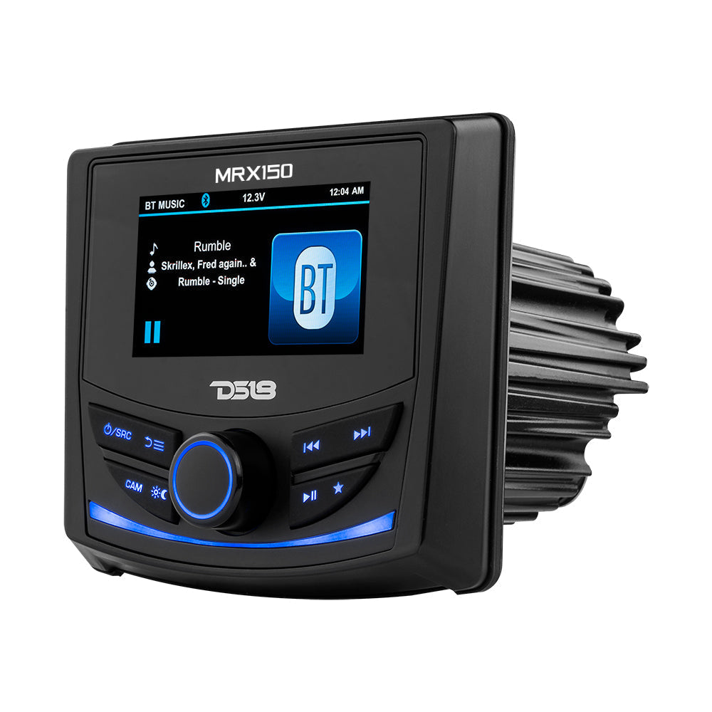 DS18 DS-MRX150 HYDRO MRX150 Marine and Powersports Head Unit 3 Inch Color TFT IPS Display, 2 Zones, 4 volts Output, BT, RDS 4 X 40 Watts DS18