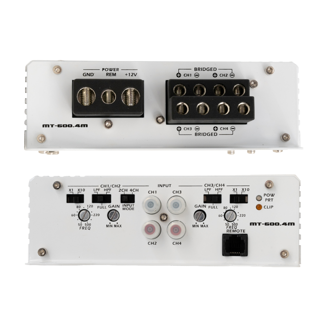 Stinger Audio MT-600.4M 4-Channel Class D Marine Amplifier - 1000W RMS, 250W x 4 at 2 Ohms