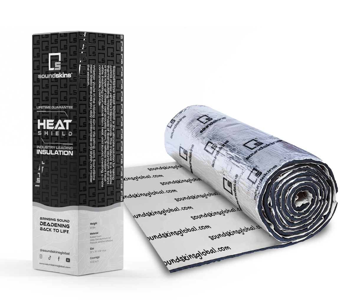 SoundSkins | Heat Shield Thermal Insulation and Sound Deadening Kit | SSK-HTSHLD | Engine & Firewall, Dual Layer Insulated Mat, 54 sq ft