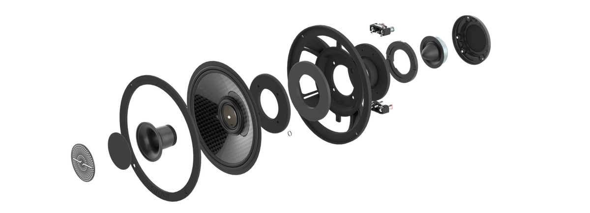 DS18 NVY-8HDCFSL-N2 8” Slim Hybrid Loudspeakers 250W RMS 2 Ohm – Compression Driver, Carbon Fiber Cone, Neodymium Magnet