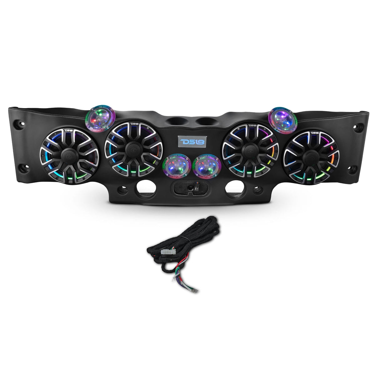 DS18 NVY-JKSBARLD Jeep JK/JKU Loaded Sound Bar with 4x 8” Speakers, Bullet Tweeters, Drivers & LED Lights