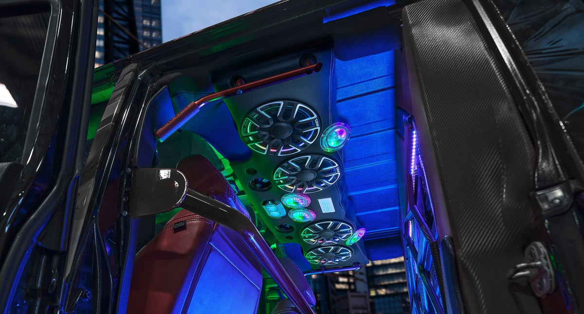 DS18 NVY-JKSBARLD Jeep JK/JKU Loaded Sound Bar with 4x 8” Speakers, Bullet Tweeters, Drivers & LED Lights
