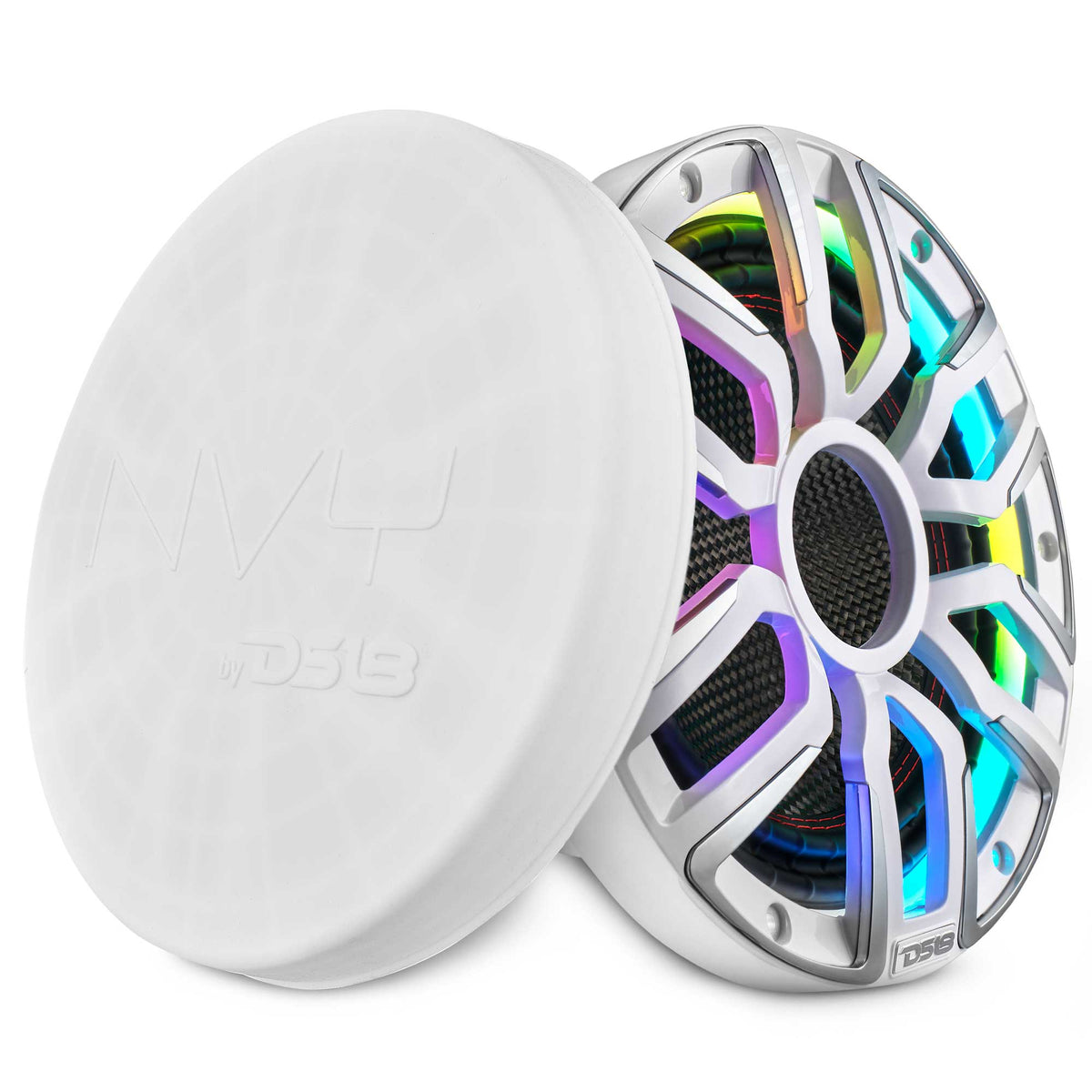 DS18 NVY-M10SUB/WH 10” Marine & Powersports Subwoofer with Carbon Fiber Cone and Neodymium Magnet – 600W RMS, 4-Ohm