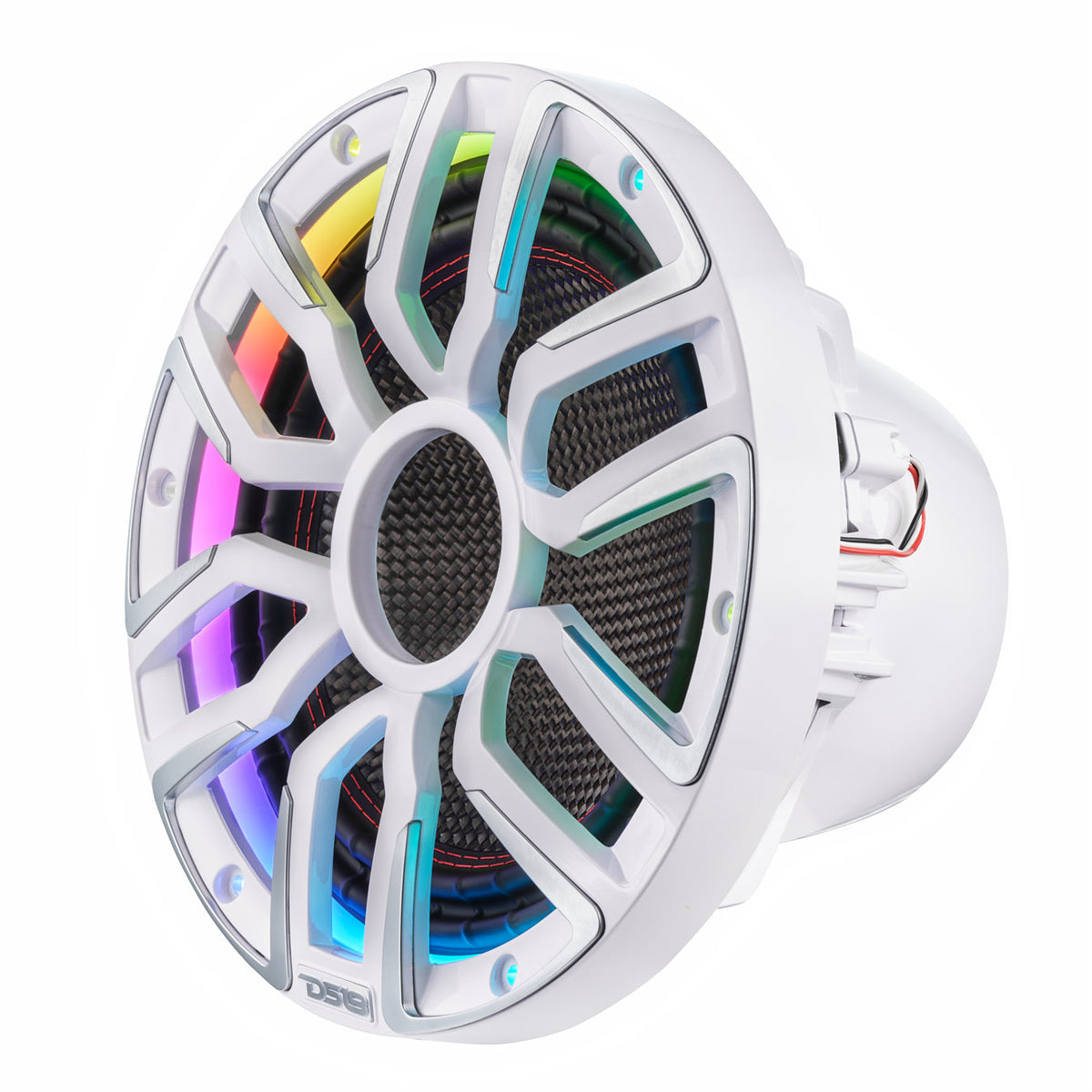 DS18 NVY-M10SUB/WH 10” Marine & Powersports Subwoofer with Carbon Fiber Cone and Neodymium Magnet – 600W RMS, 4-Ohm