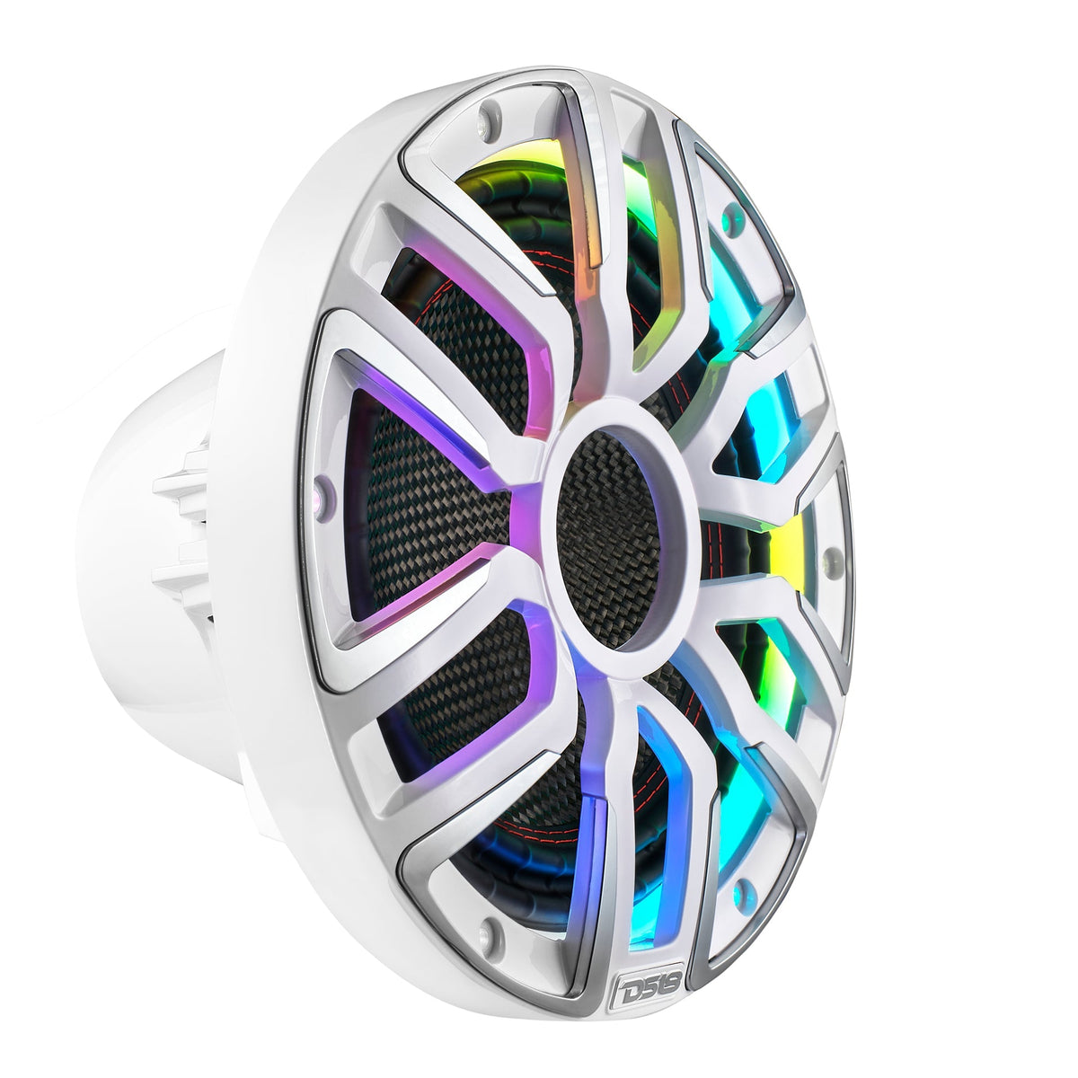 DS18 NVY-M10SUB/WH 10” Marine & Powersports Subwoofer with Carbon Fiber Cone and Neodymium Magnet – 600W RMS, 4-Ohm