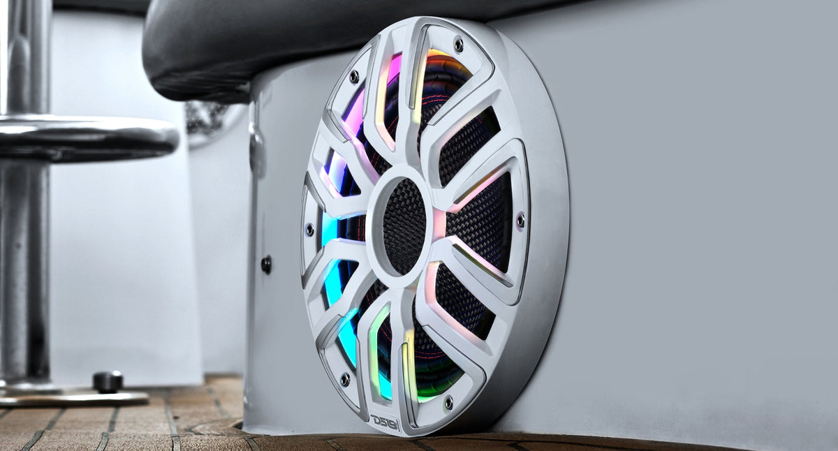 DS18 NVY-M10SUB/WH 10” Marine & Powersports Subwoofer with Carbon Fiber Cone and Neodymium Magnet – 600W RMS, 4-Ohm