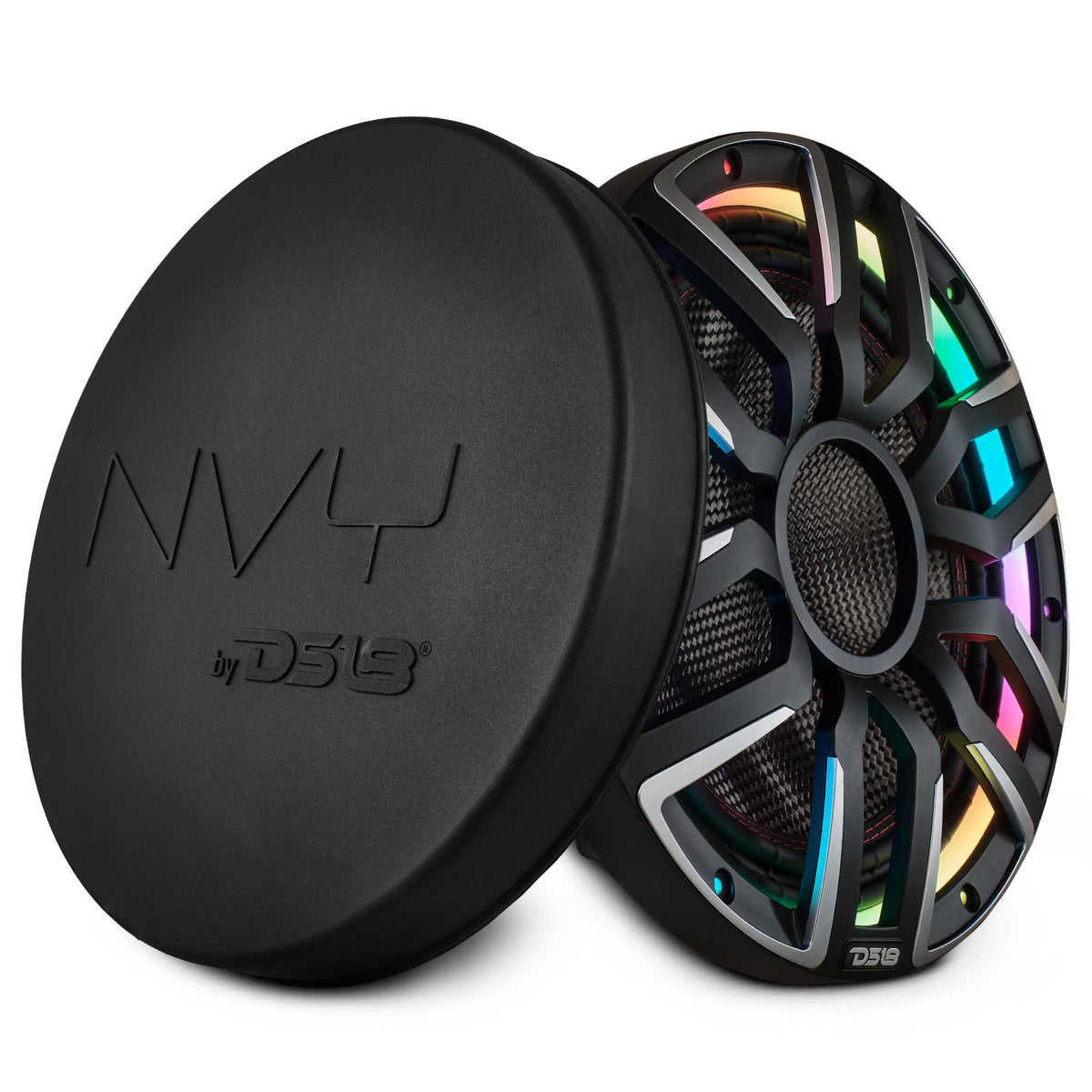 DS18 NVY-M12SUB/BK 12" Neodymium Marine & Powersport Subwoofer | 800W RMS, LED Lights, Carbon Fiber Cone, 4-Ohm