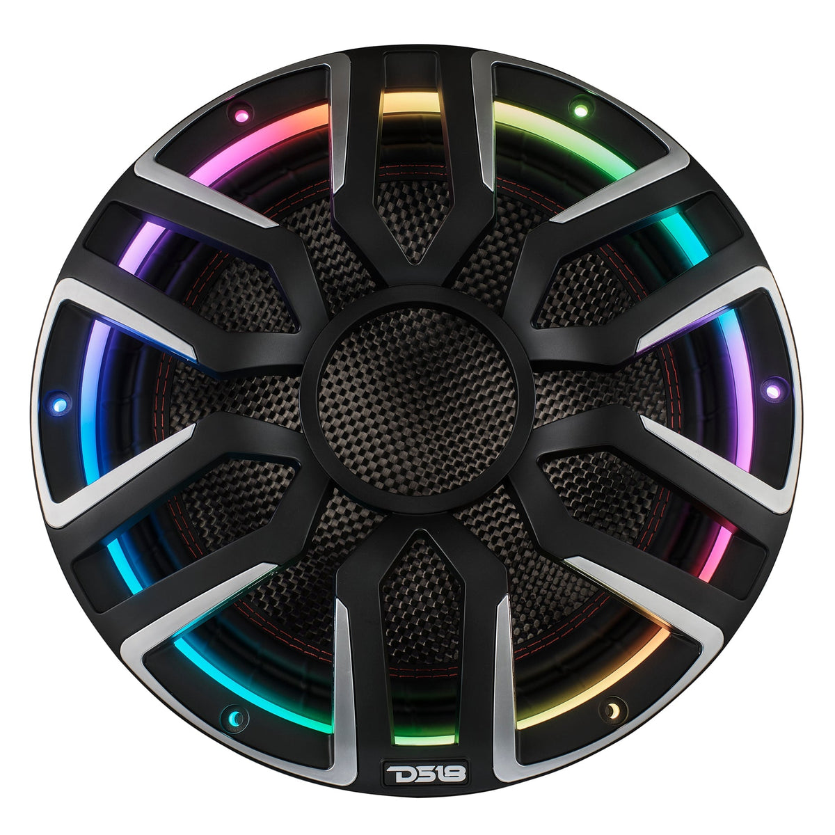DS18 NVY-M12SUB/BK 12" Neodymium Marine & Powersport Subwoofer | 800W RMS, LED Lights, Carbon Fiber Cone, 4-Ohm
