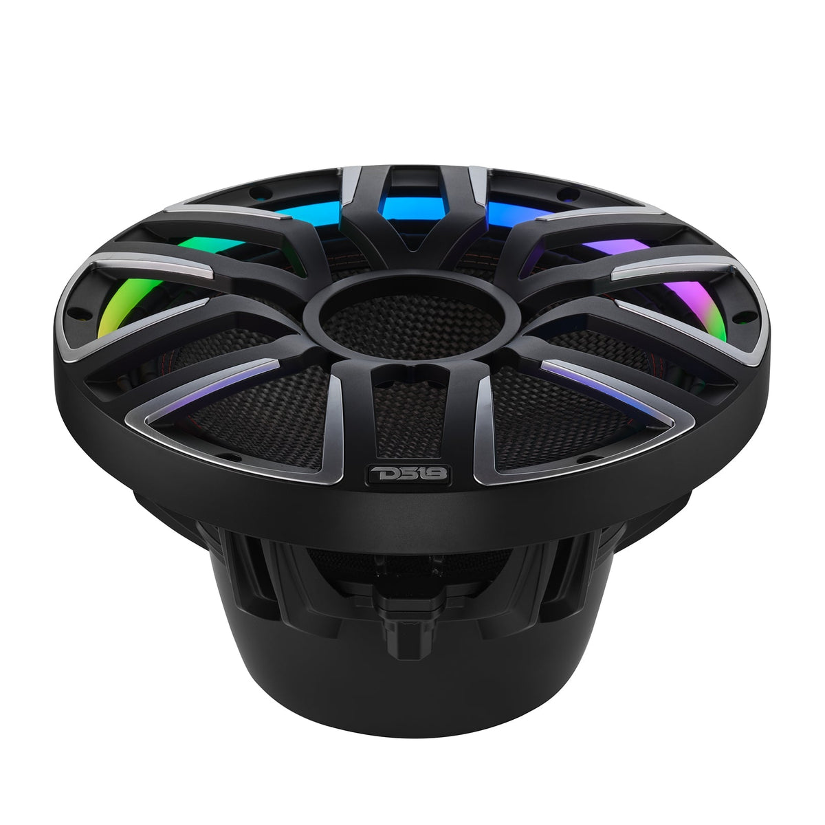 DS18 NVY-M12SUB/BK 12" Neodymium Marine & Powersport Subwoofer | 800W RMS, LED Lights, Carbon Fiber Cone, 4-Ohm