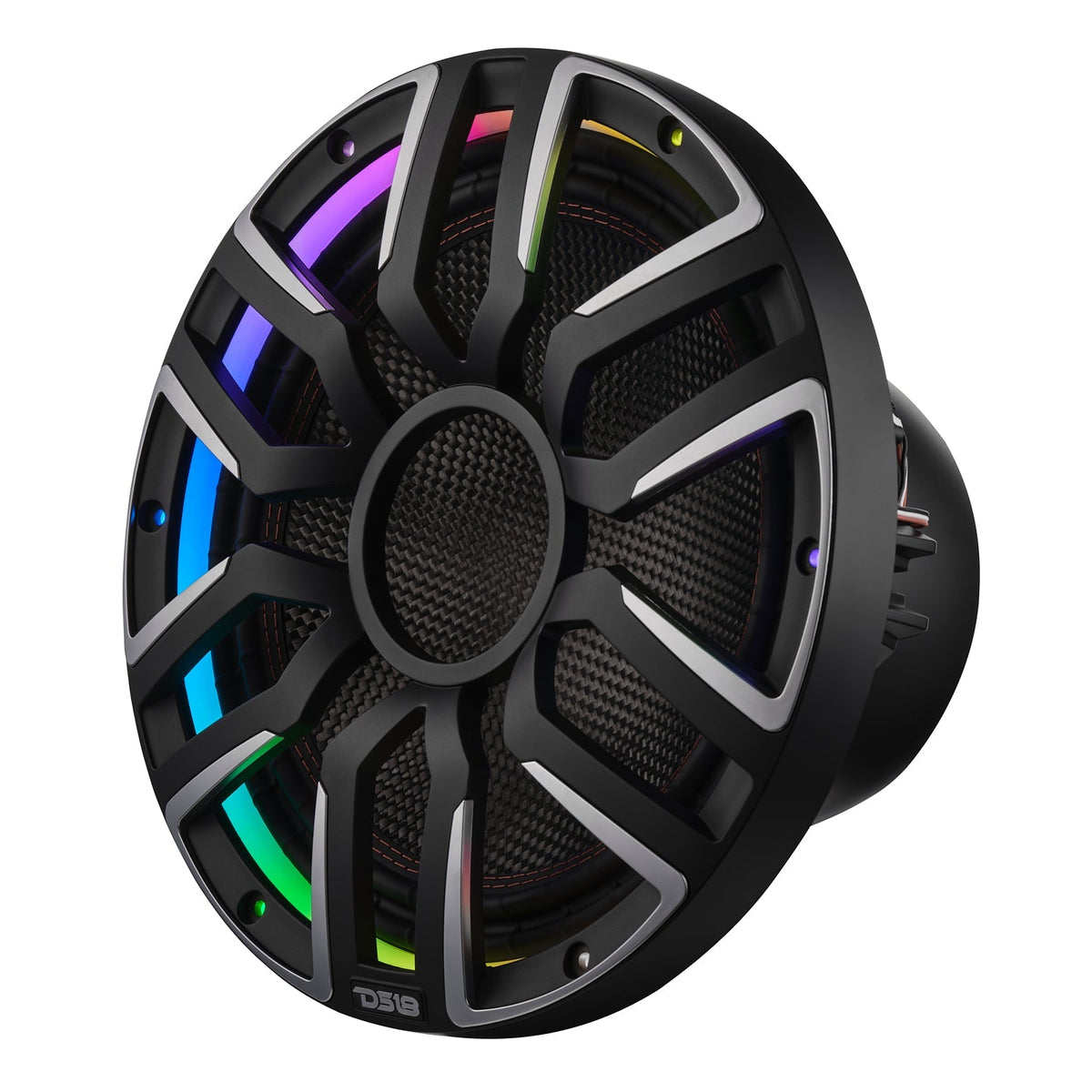DS18 NVY-M12SUB/BK 12" Neodymium Marine & Powersport Subwoofer | 800W RMS, LED Lights, Carbon Fiber Cone, 4-Ohm