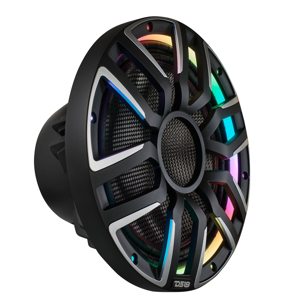 DS18 NVY-M12SUB/BK 12" Neodymium Marine & Powersport Subwoofer | 800W RMS, LED Lights, Carbon Fiber Cone, 4-Ohm