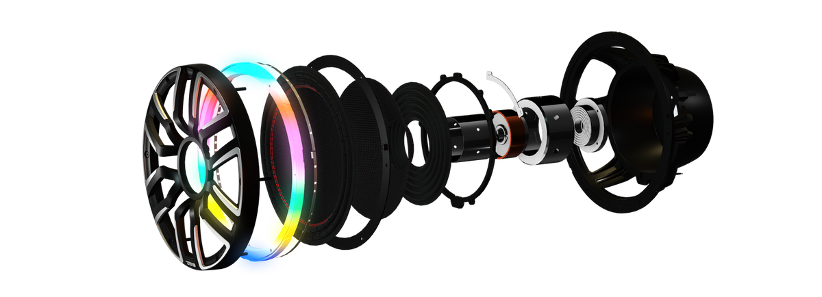 DS18 NVY-M12SUB/BK 12" Neodymium Marine & Powersport Subwoofer | 800W RMS, LED Lights, Carbon Fiber Cone, 4-Ohm