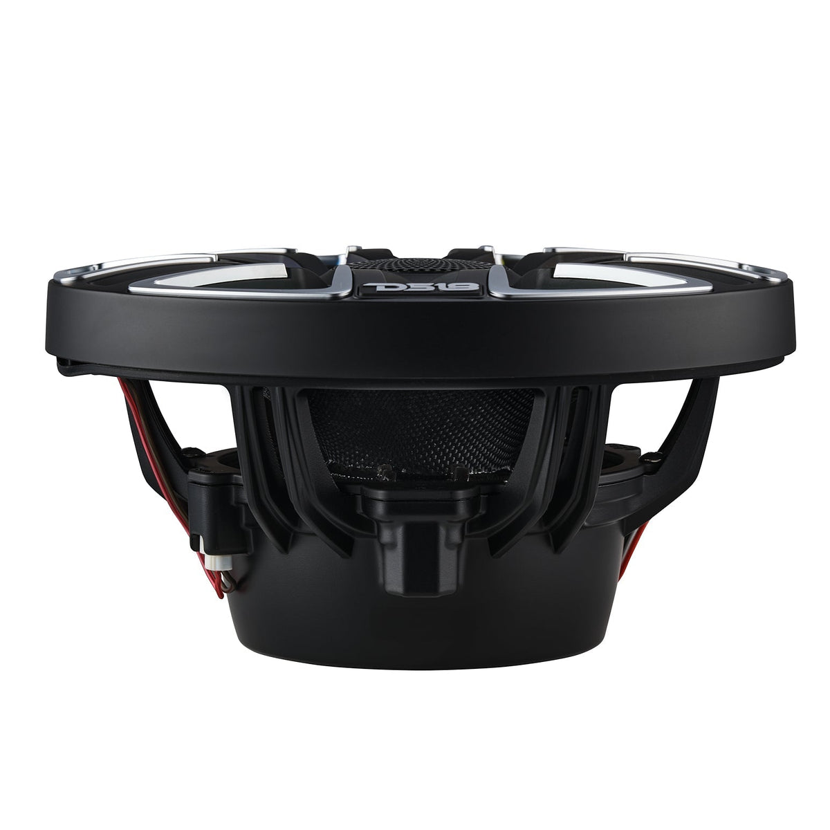 DS18 NVY-M8/BK 8" Marine Coaxial Speaker featuring a Kevlar Cone, Bullet Tweeter, Neodymium Magnet, and Integrated Digital LED Lighting | 200W RMS, 4-Ohm