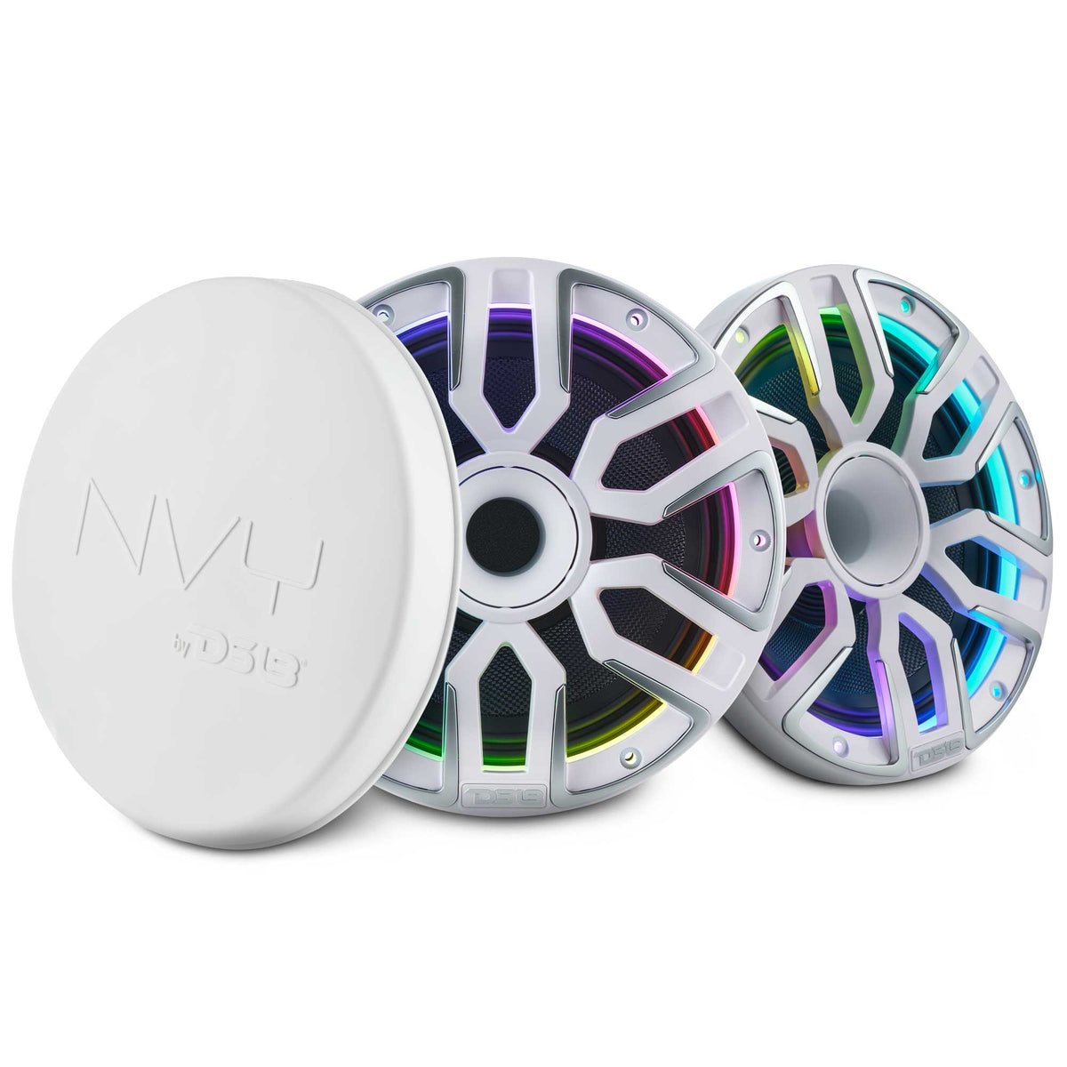 DS18 NVY-M8DC/WH 8” Marine Coaxial Speaker – Kevlar Cone, Neodymium Magnet, Compression Driver | 200W RMS 4-Ohm