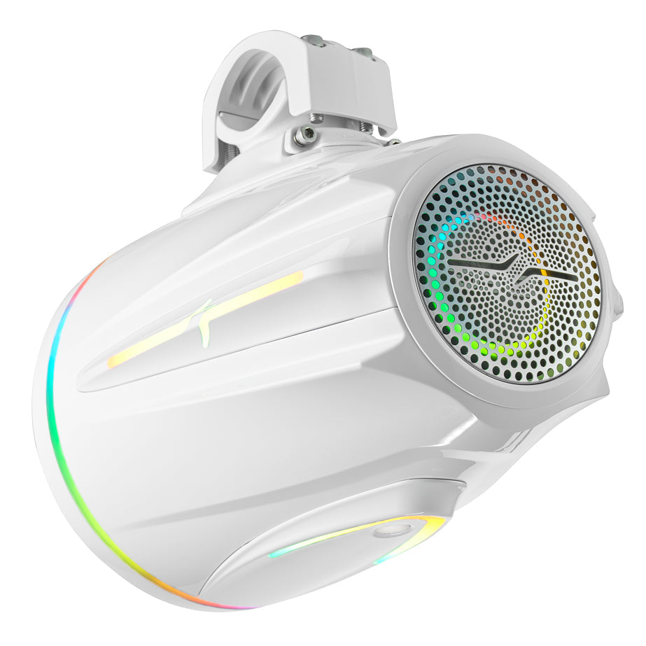 DS18 NVY-M8DTP/WH 8” Marine Tower Speaker – Kevlar Cone, Neodymium Magnet, LED Lights | 200W RMS