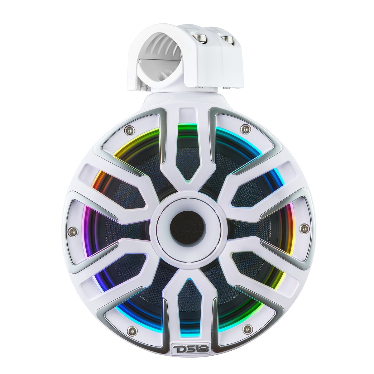 DS18 NVY-M8DTP/WH 8” Marine Tower Speaker – Kevlar Cone, Neodymium Magnet, LED Lights | 200W RMS