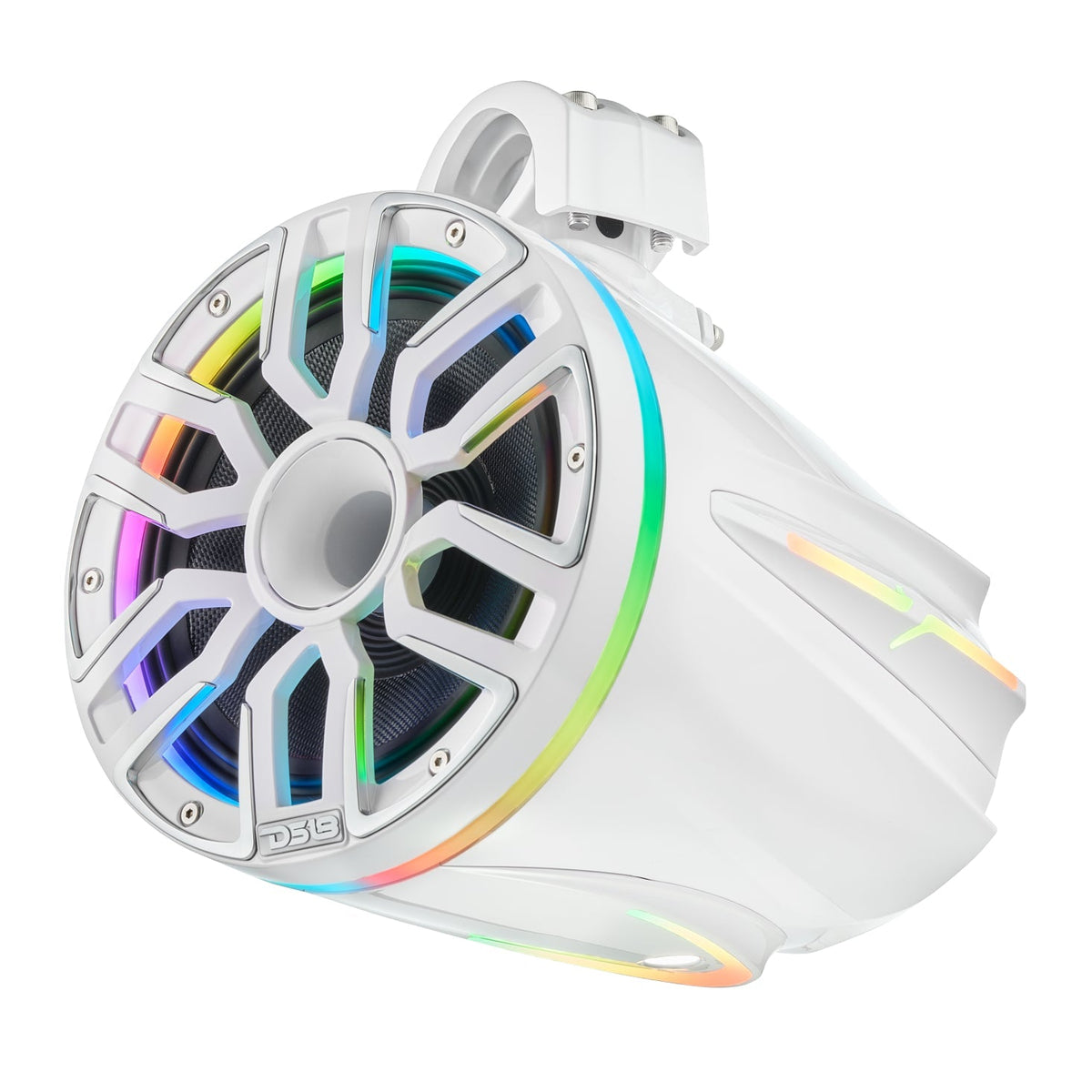 DS18 NVY-M8DTP/WH 8” Marine Tower Speaker – Kevlar Cone, Neodymium Magnet, LED Lights | 200W RMS