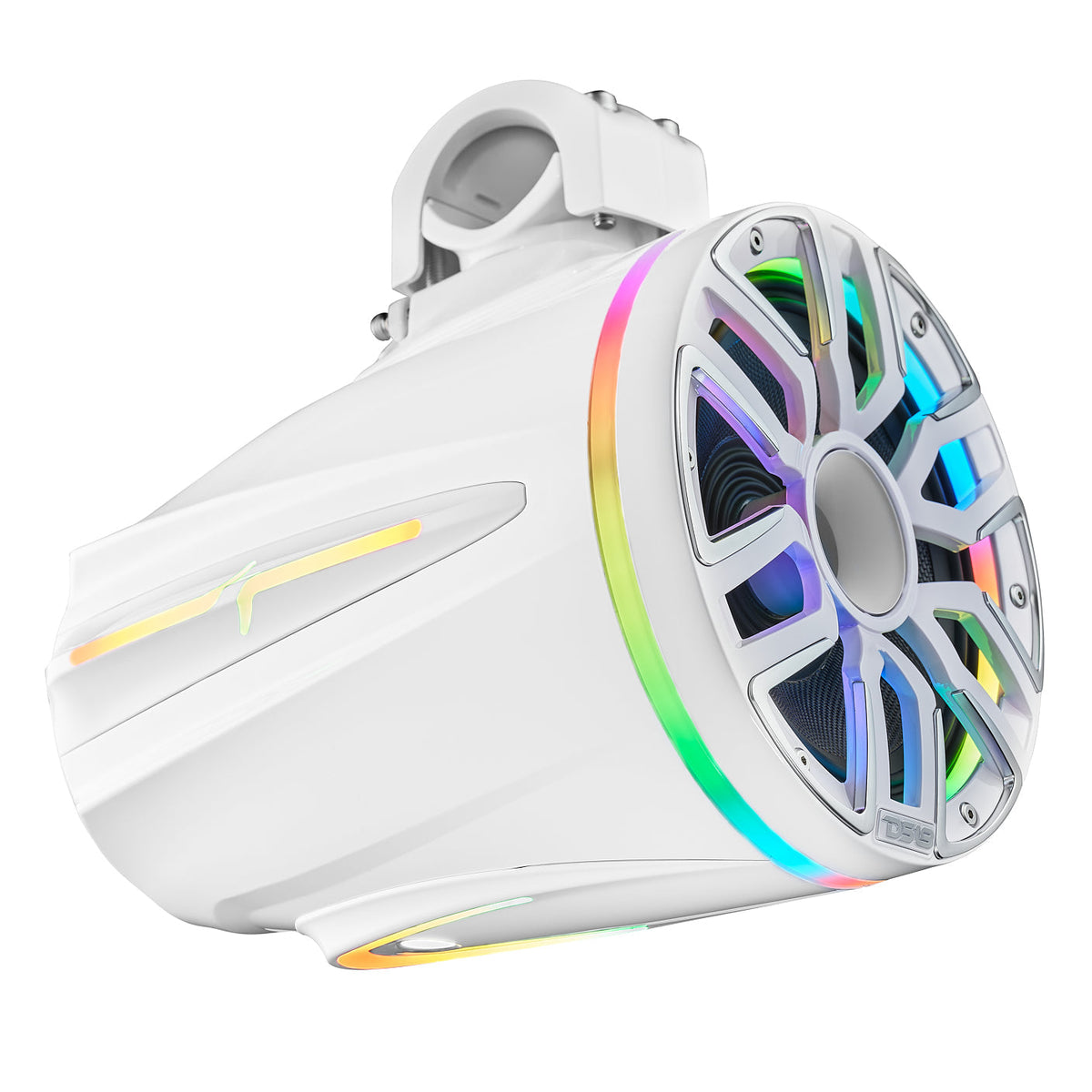 DS18 NVY-M8DTP/WH 8” Marine Tower Speaker – Kevlar Cone, Neodymium Magnet, LED Lights | 200W RMS