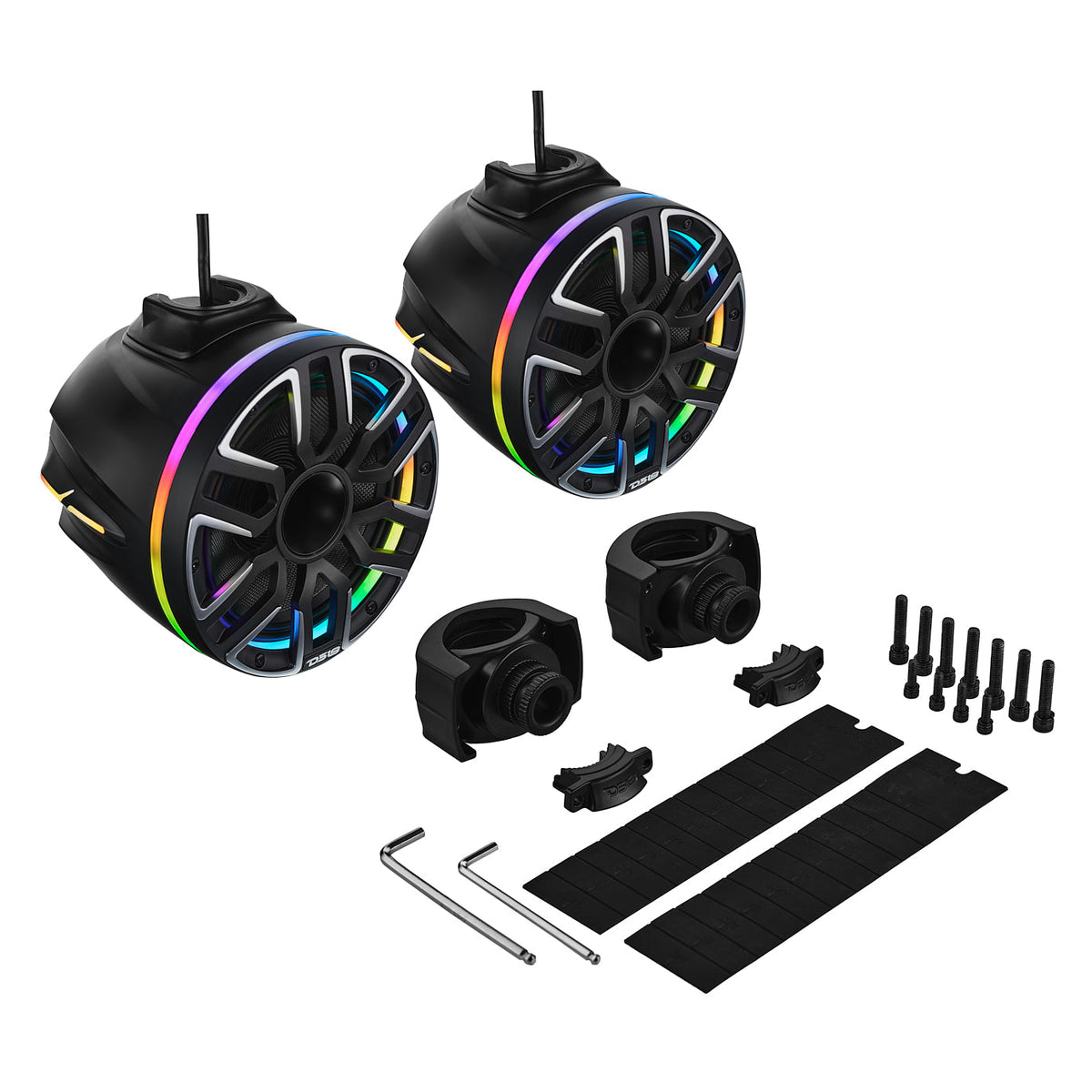 DS18 NVY-M8DTPS/BK 8” Marine Tower Speaker – 200W RMS, Kevlar Cone, LED Lights, Neodymium Magnet