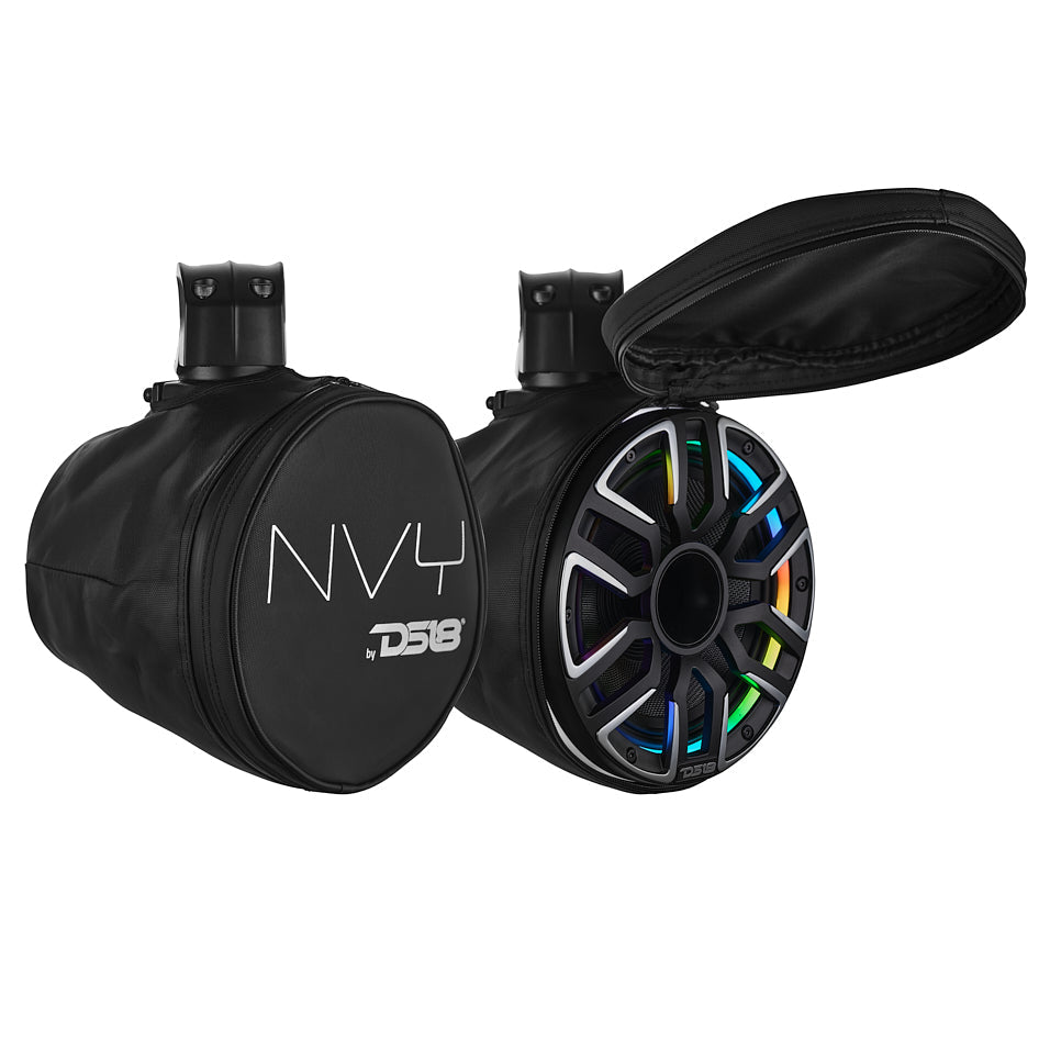 DS18 NVY-M8DTPS/BK 8” Marine Tower Speaker – 200W RMS, Kevlar Cone, LED Lights, Neodymium Magnet