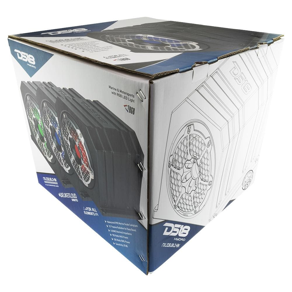 DS18 NXL-10SUBLD/BK HYDRO 10" Marine Loaded Subwoofer Enclosure with Passive Radiator, RGB, 700W