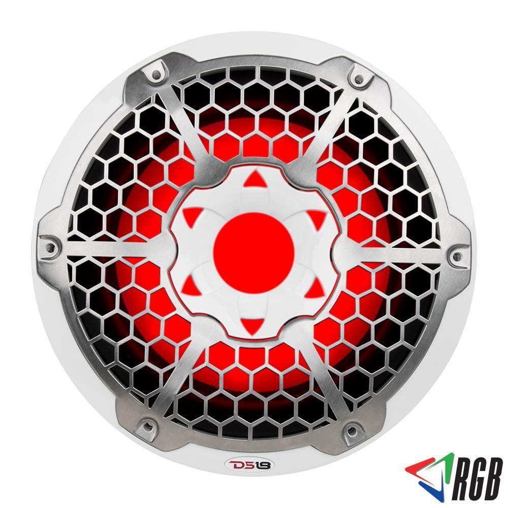 DS18 DS-NXL-10SUB/WH HYDRO 10 Inch Marine Subwoofer with Integrated RGB Lights 600 Watts SVC 4-Ohm White DS18