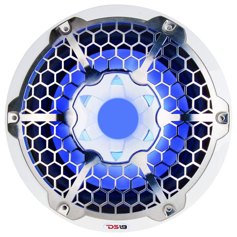DS18 DS-NXL-10SUB/WH HYDRO 10 Inch Marine Subwoofer with Integrated RGB Lights 600 Watts SVC 4-Ohm White DS18