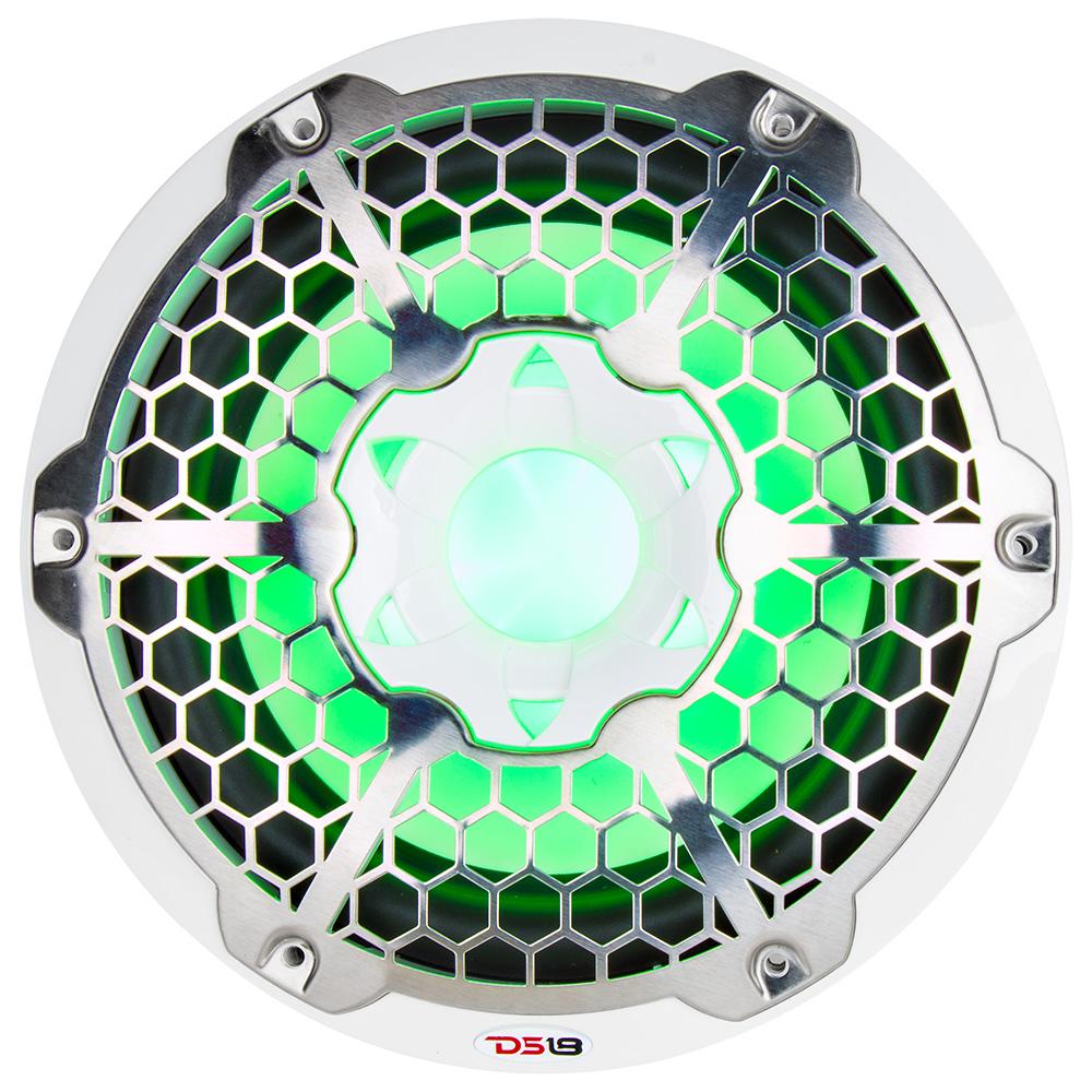 DS18 DS-NXL-10SUB/WH HYDRO 10 Inch Marine Subwoofer with Integrated RGB Lights 600 Watts SVC 4-Ohm White DS18