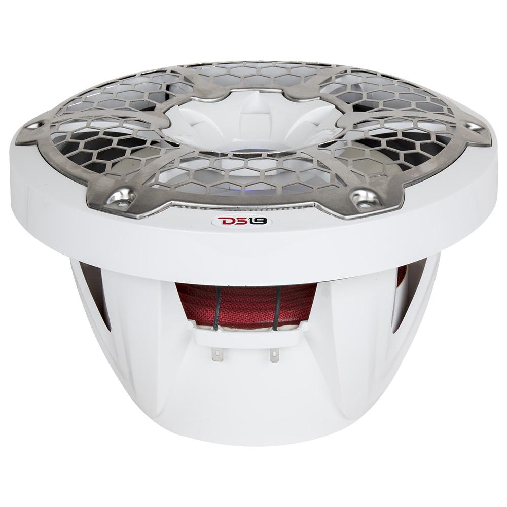 DS18 DS-NXL-10SUB/WH HYDRO 10 Inch Marine Subwoofer with Integrated RGB Lights 600 Watts SVC 4-Ohm White DS18